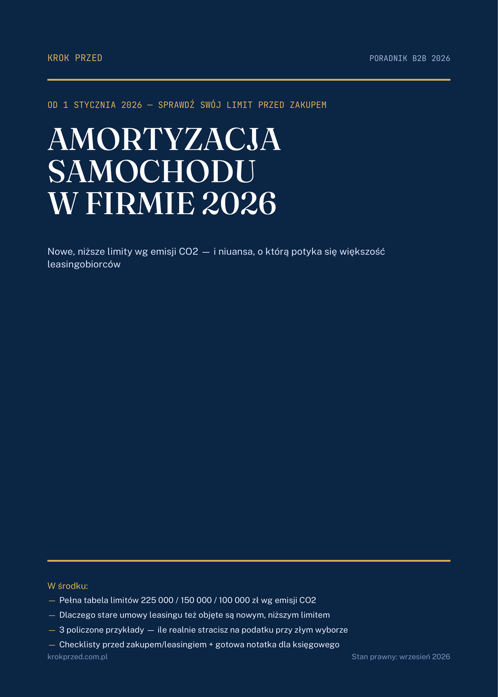 Amortyzacja samochodów osobowych w firmie 2026 — nowe limity i jak nie przepłacić podatku